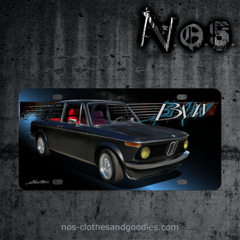 plaque immatriculation us BMW 1602 noire