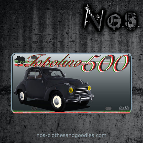US license plate Fiat topolino 500C gray