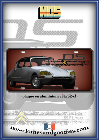 Plaque métal type immatriculation us Citroën DS 21 pallas grise