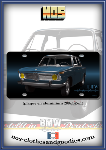 plaque métal type immatriculation us BMW 1500 bleue