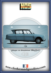 plaque métal type immatriculation Citroën Ami 6 bleue "profil"