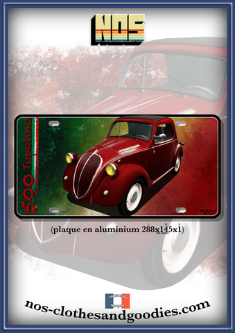 US license plate Fiat topolino 500A red