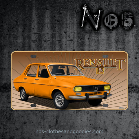 plaque alu immatriculation us  Renault 12 Orange