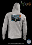 Unisex hooded zip sweatshirt Renault 4cv six mustaches