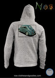 Unisex hooded zip sweatshirt Renault 4cv green rear