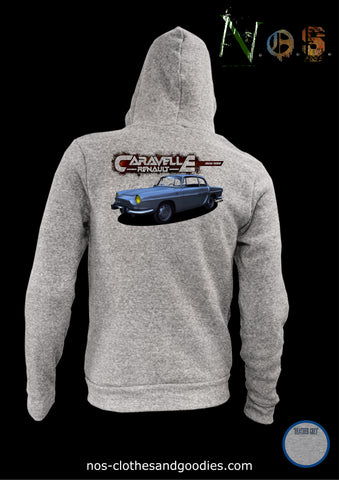 sweat zip capuche Renault Caravelle bleue 1965