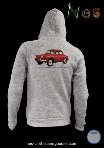 Sweat shirt zip capuche unisex Renault Dauphine 1961 rouge