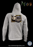 unisex hooded zip sweatshirt Renault Estafette ivory front/rear
