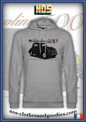 sweat capuche unisex Fiat 500 C topolino grise