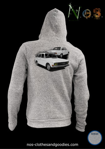 AUDI 60 L beige 1972 unisex hooded zip sweatshirt