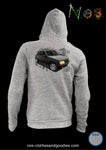 sweat zip capuche unisex Peugeot 205 1.9 GTI noire "avant"