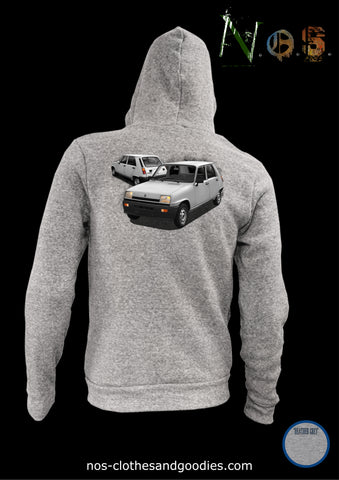 unisex hooded zip sweatshirt Renault 5 TL 1984 "full view"