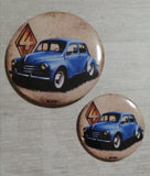 Badge/magnet/bottle opener key ring Renault 4cv three mustaches