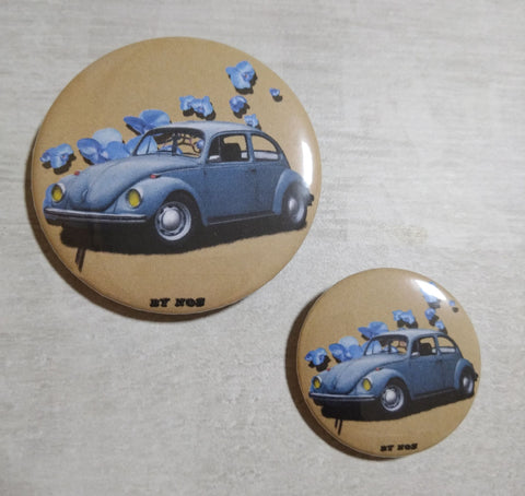 Badge / magnet/ porte clé décapsuleur  VW cox orchidee bleue