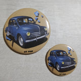 Badge /magnet/porte clé décapsuleur  Renault 4cv orchidee bleue