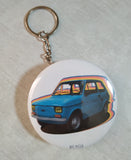 Badge/magnet/ porte clé décapsuleur Fiat 126 bleu