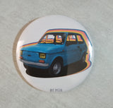 Badge/magnet/ porte clé décapsuleur Fiat 126 bleu