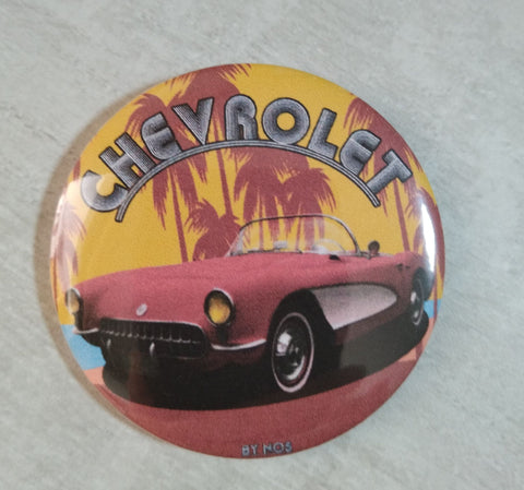 Badge /magnet/ porte clé décapsuleur Chevrolet corvette C1 rouge