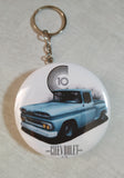 Badge/magnet/bottle opener key ring Chevrolet C10 blue 1960
