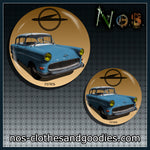 Badge/magnet/bottle opener key ring Opel olympia rekord P1 blue 1957