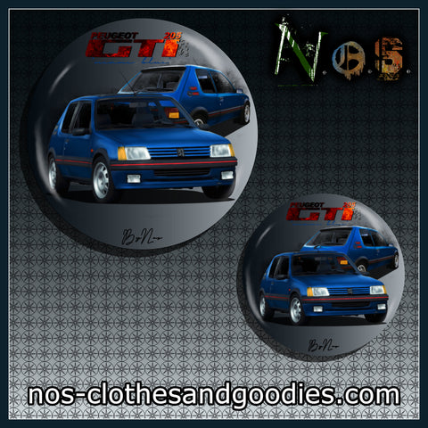 badge / magnet /porte clé décapsuleur 205 GTI bleue miami