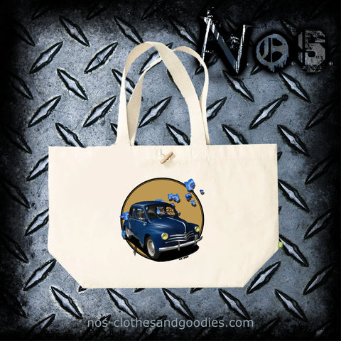 sac coton toile marina Renault 4cv orchidee bleue