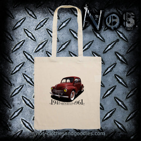 tote bag Renault 4cv 3 mustaches red