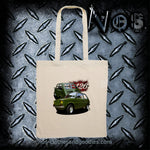 Fiat 126 front/rear green tote bag