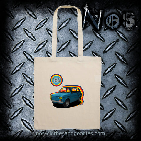 Fiat 126 tote bag blue
