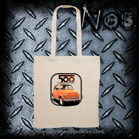 Fiat 500 orange tote bag