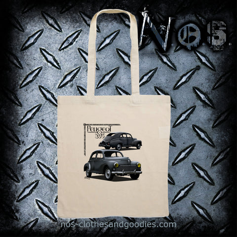 Tote bag Peugeot 203 gray 1952 front/rear