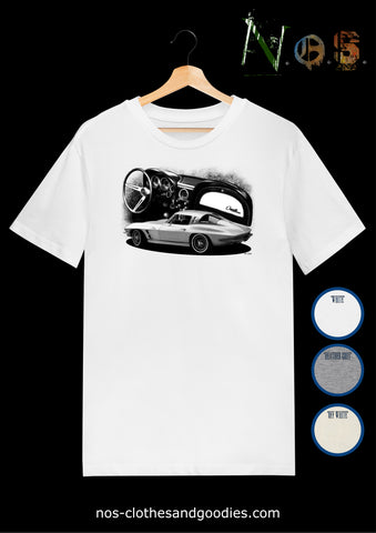 tee shirt unisex corvette C2 noir et blanc