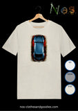 tee shirt unisex VW Cox bleue top view