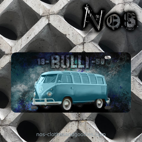 plaque immatriculation us VW combi Bulli blue ice