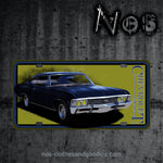 plaque alu immatriculation us Chevrolet Impala noire 1967