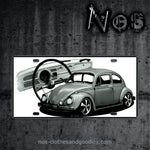 US VW beetle license plate and dashboard