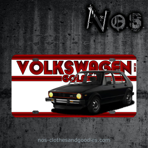 Aluminum plate US registration Volkswagen VW Golf GTI MK1 black