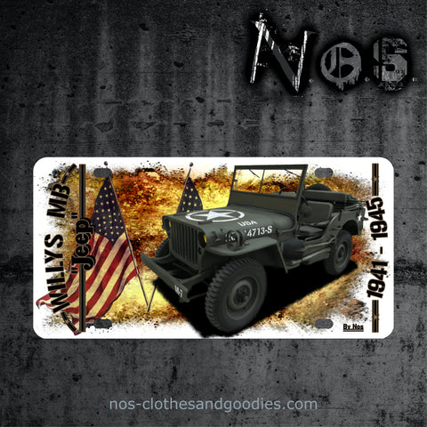 US registration plate Jeep willys MB 41/44 USA flags