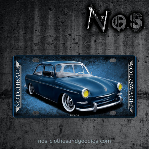 plaque alu immatriculation Notchback type 3 bleu VW