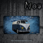 Plaque alu immatriculation us VW split panel bleu T1 tôlé