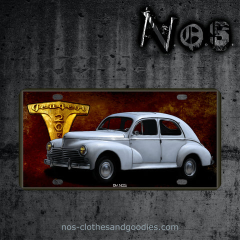 Plaque immatriculation Peugeot 203 blanche
