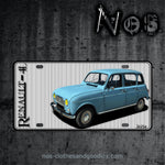 plaque alu immatriculation us Renault 4L bleue claire 1964