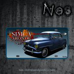 US Simca registration plate rounded large large royal blue