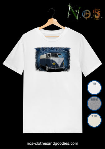 tee shirt unisex split panel bleu VW combi T1 tôlé