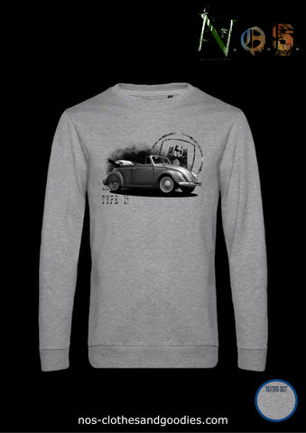classic unisex sweatshirt VW beetle cabriolet type 15 black and white