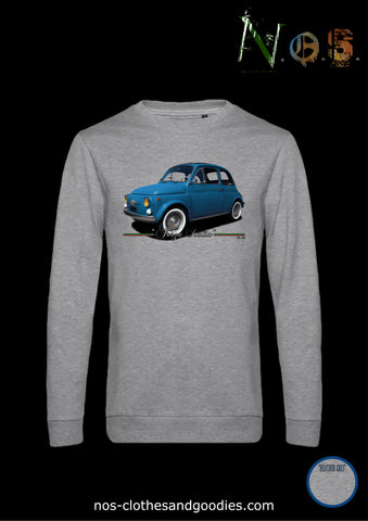 classic Fiat 500 blue sweatshirt