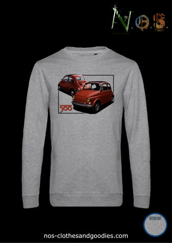 classic Fiat 500 coral sweatshirt front/rear