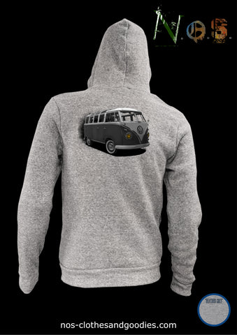 Unisex hooded zip sweatshirt VW T1 split 50 shades of gray