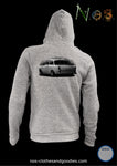 unisex hooded zip sweatshirt VW notchback type 3 white rear