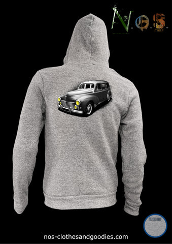 unisex hooded zip sweatshirt Peugeot 203 station wagon